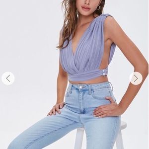 NWT Pleated Surplice Crop Top Size XS
